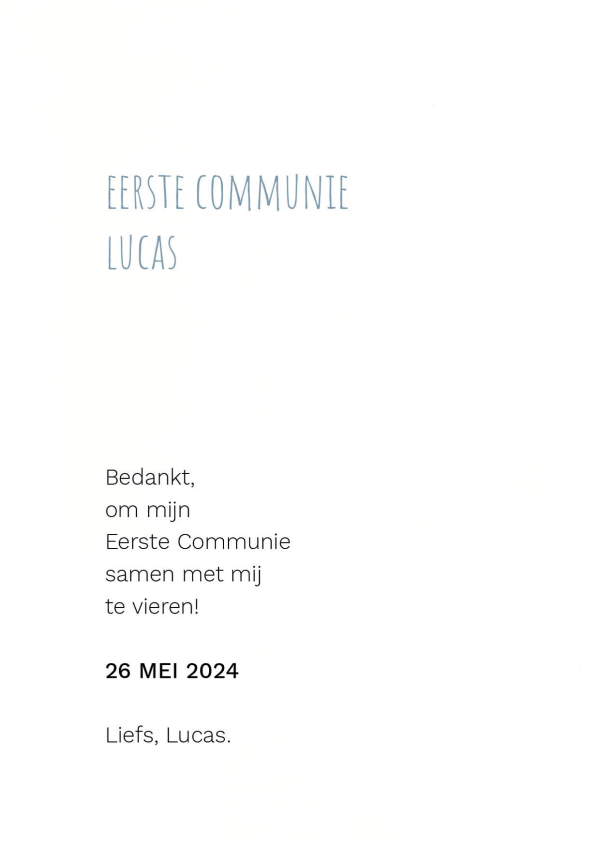 Vélo Bedankkaartje Communie Lentefeest